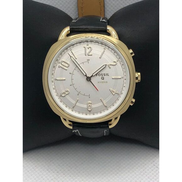 Fossil Q FTW1201 Women's Black Leather Analog Silver Dial Hybrid Smart Watch OL2 - Picture 1 of 9